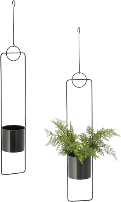 Bloempotten om op te hangen - Hangende plantenpot - 2 stuks - 88 cm hoog - Antraciet