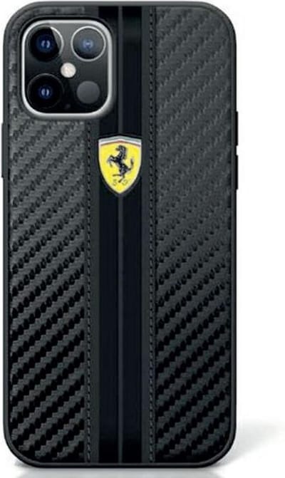 iPhone 12 Pro Max Backcase hoesje - Ferrari - Effen Zwart - Kunstleer