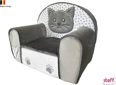 Stefano Fashion - Kat - Kinderzetel met staart - Kinderfauteuil met staart - 1 tot 4 jaar - zachte pluche - opklapbaar kussentje