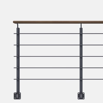 Kordo - Balustrade zijdelingse montage - OPALU - Antracietgrijs met Kebony handgreep - 2 m