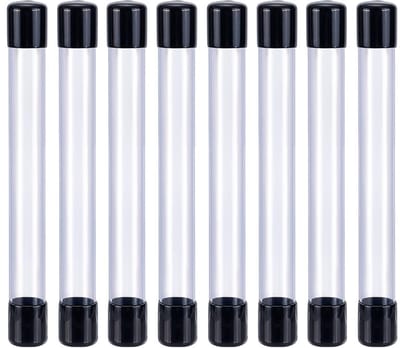 Dailygoods- Opbergbuizen 8 stuks - 8,26 inch lang - ID 0,78 inch - Doorzichtige plastic buis - Rubberen doppen - Voor kralencontainers, handwerk