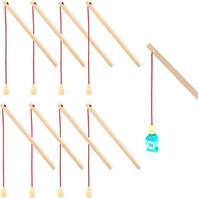 8 stuks magnetische hengels van hout, hengelset voor kinderen, magnetisch, zwembadactiviteitsaccessoires