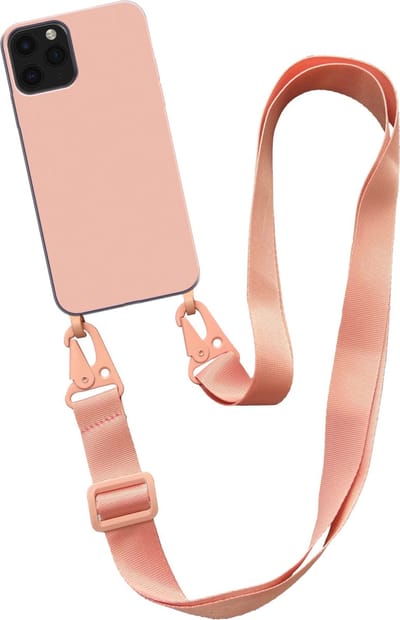 Smartphonica Hoesje met breed koord voor iPhone 11 Pro siliconen back cover met zachte binnenkant - Zalm geschikt voor iPhone 11 Pro