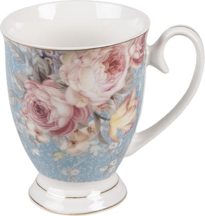 Clayre & Eef Mok 300 ml Blauw Wit Porselein Bloemen