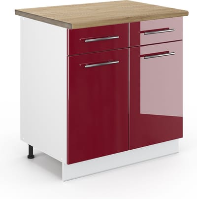 Vicco Fame-Line Keukenonderkast – 80 cm, WB Eik Bordeauxrode hoogglans