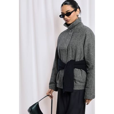 boohoo Dames Wolblend ritssluiting jas | Charcoal | Maat: 14