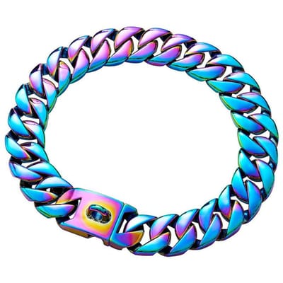 Sterke Hond Gouden Halsband Grote Honden Cubaanse Schakelketting 32 Mm Breed Roestvrij Staal Halsband Voor Middelgrote Grote Bulldog Gebruik Decor 14inch(35cm) blue