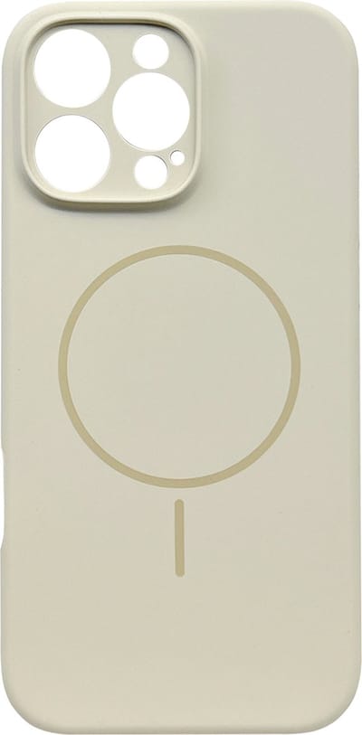 Casemania Hoesje Geschikt voor Apple iPhone 16 Pro - Beige - Zachte Liquid Siliconen Back Cover Case - Geschikt voor MagSafe - Zeer Sterke Magneet - Telefoon hoes met Camera Bescherming