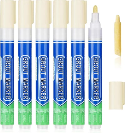 Flintronic Voegenstift voor tegels, 6 stuks voegmortel, voor badkamer en keuken, vloeren en muren (wit)