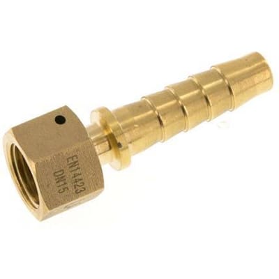 13x25 mm & G1/2'' Messing Slangpilaar met Wartelmoer DIN EN 14423 / DIN 2826
