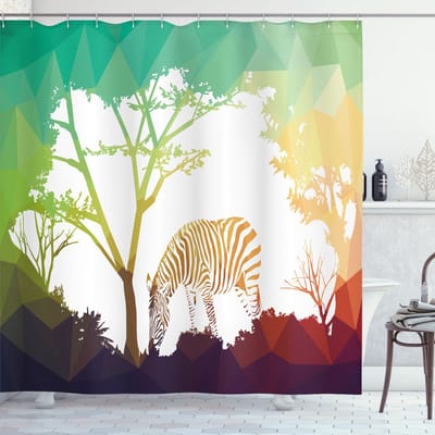 New Bed, Digitaal Kleurrijke Savanne Zebra, Douchegordijn Badkamer Decor Set met Haakjes, 180 cm B 200 cm L