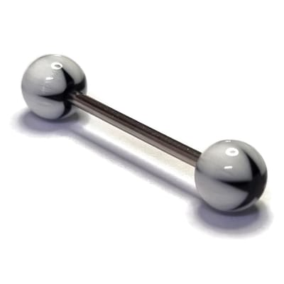 Aramat Jewels | Piercings | Stijlvolle Tongpiercing Acryl Ster - Zwart Wit | | | |6mm | Staal | Volwassenen | Verkleurd niet