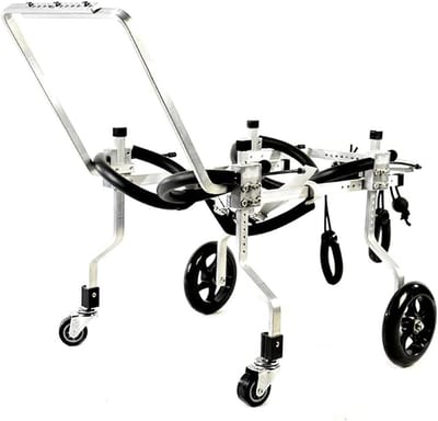 Huisdieren Rolstoel - Honden Loopwagen - Mobiliteit Herstellen - Volledig Verstelbaar - 4 Wiel Model - Zilver