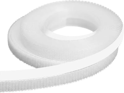 Haak-en-lus tape met sterke sluitkracht, herbruikbare zelfklevende bevestiger voor kleding, textiel en tapijt (wit, 6 mm)