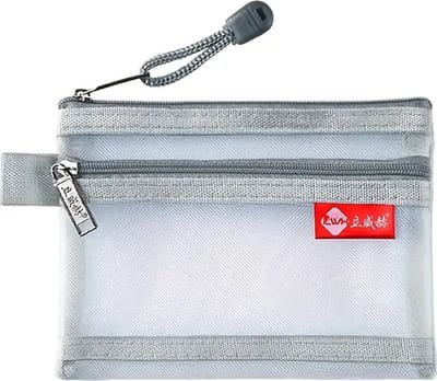 Dubbellaagse Mini Ritstas Voor Heren I Pasjeshouder I Rijbewijstas I Munthouder I Briefgeld Houder I Ritssluiting I Nylon I 11 X 14 CM I Grijs