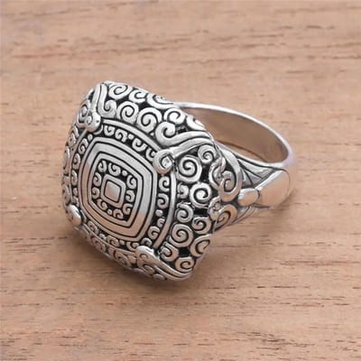 Boheemse Vintage Sieraden Retro Brede Koperkleurige Wervel Motief Bloemenring voor Vrouwen Verlovingsringen Trouwring Sieraden Cadeaus 8 gray