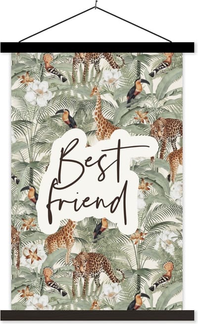 Posterhanger incl. Poster 40x60 cm - Schoolplaat - Vriendschap - Best friends - Quotes - Best friend - Spreuken - Textielposter - Zwarte latten