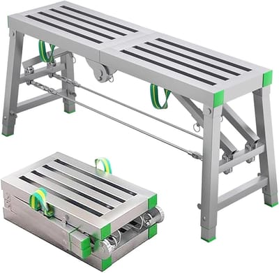 Steigerladder Werkplatform - Opvouwbare Steiger - Klusklussen Buiten - Inklapbaar Ontwerp - 200 cm Hoog - Zilver