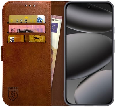 Rosso Element Geschikt voor Google Pixel 10 Pro XL | Wallet Book Case | Portemonnee Hoesje | 3 Pasjes | Magneetsluiting | Stand Functie | Bruin