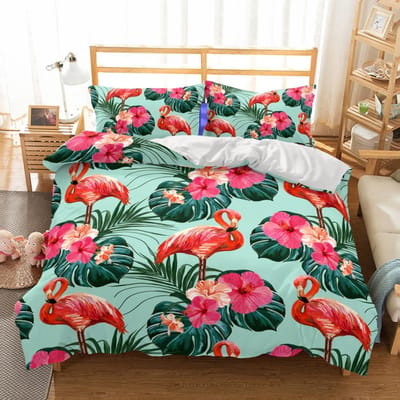 Roze Flamingo Beddengoed Collectie Enkel Twin Volledig Queen King Maat Flamingo Bed Collectie Volwassen Kinder Slaapkamer Dekbedovertrek Collecties 3D Anime 013 EU single(135x200cm)