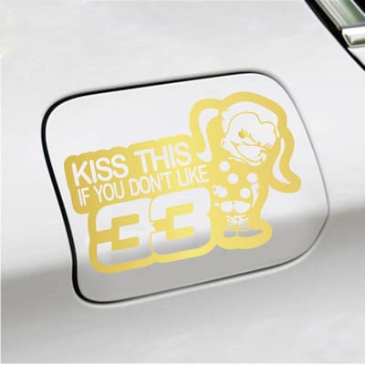 Bumpersticker - Kiss This If You Dont Like 33 - 13,4 X 20 - Goud