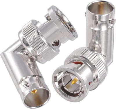 BNC Adapter 75 Ohm - Hoekstekker Video - Signaaloverdracht Beveiligen - 90 Graden Hoekontwerp - 2 Stuks - Brons