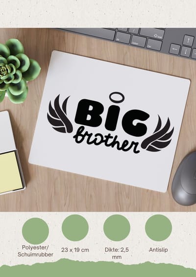 Akyol - big brother Muismat - Broer - oudere broer - cadeau - verjaardag - oudere broer - familie - 23 bij 19 cm