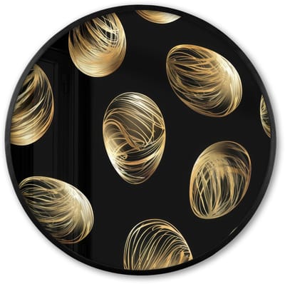 Poster in lijst Rond - Fotolijst 60x60 cm - Posters - Eieren - Goud - Patroon - Ronde posterlijst zwart - Decoratie - Wanddecoratie woonkamer - Muurdecoratie slaapkamer