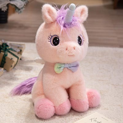 1/35-60cm Schattige Zachte Regenboog Engel Eenhoorn Pluche Pop Kussen Met Vleugels Knuffel Huisdecoratie Cadeau 35cm roze