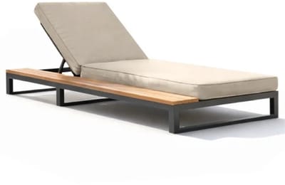 Emvae Ligstoel Buiten - Ligbed Buiten - Daybed - Loungebed - Verstelbare Rugleuning - 184 x 79,5 x 73 cm - Metaal - Beige