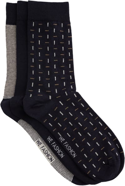 WE Fashion Heren sokken met print, 3-pack