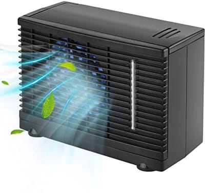 ONF3 - Draagbare autoventilator - Mini-airconditioning - Houdt je koel - Zwart - Draagbaar koelapparaat - Ideaal voor onderweg - 12 V