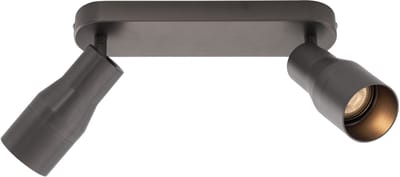 QAZQA stanley - Moderne Plafondspot | Spotje | Opbouwspot - 2 lichts - L 26.5 cm - Gunmetal - Woonkamer | Slaapkamer | Keuken