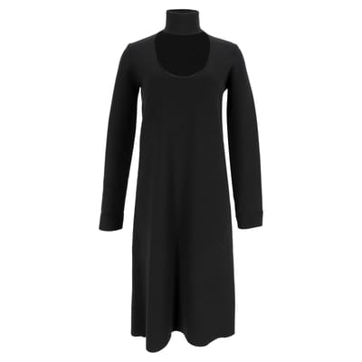 Bottega Veneta midi-jurk met hoge hals en lange mouwen in zwarte viscose