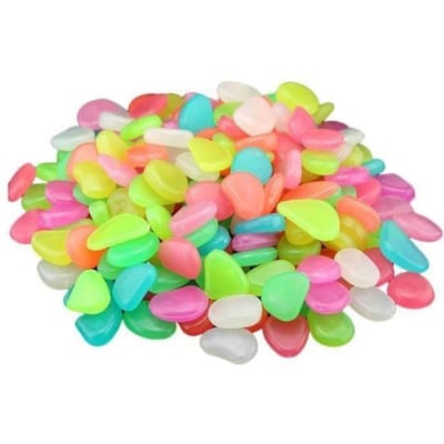 GR15527-Pierre Lumineuse Exterieur, 200 pcs Artificiels Galets Fluorescent Décoration pour Jardin Chemin Piscine Éclairage de