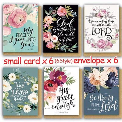 VANDAAG VERZONDEN - Set van 6 kaarten en 6 enveloppen - Ansichtkaarten - Christelijk - Bijbeltekst