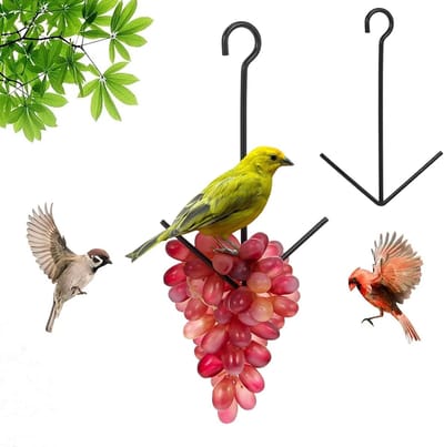 Set van 2 metalen hangende voederbakjes – Afmetingen verpakking: 28 x 18 cm – Geschikt voor fruit en gelei – Veelzijdig – Geschikt voor tuinen, terrassen en buitengebruik – Zwart