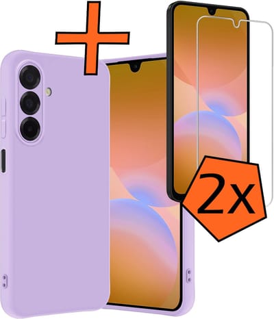 Hoes - Met 2x Screenprotector - Geschikt voor Samsung Galaxy A26 - Sterk & Shockproof - Back Cover - Siliconen Case - Telefoon Hoes - Lila