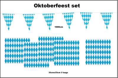 1x Vlaggenlijn Oktoberfeest 1000cm + 20x Servetten Oktoberfest 33cm x 33cm - Oktoberfeest set - Beiers Oktoberfest BBQ thema feest