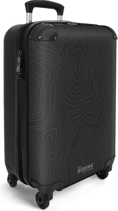 NoBoringSuitcases.com® - Handbagage koffer lichtgewicht - Reiskoffer trolley - Zwart met lichte abstracte lijnen - Kleine reistrolley - Reis rolkoffer met wieltjes - Past binnen 55x40x20 en 55x35x25 - Travel luggage