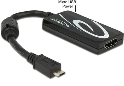 Premium USB Micro naar HDMI MHL3.0 4K 30Hz adapter - 5-pins / zwart - 0,20 meter
