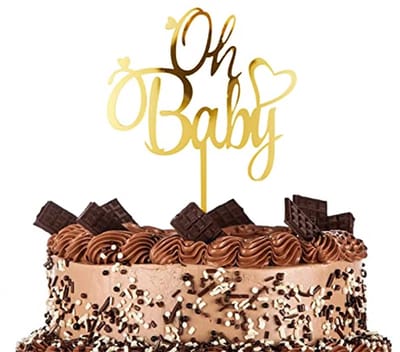 Houten Oh Baby Taarttopper voor Babyshower en Geslacht Reveal Party Decoratie