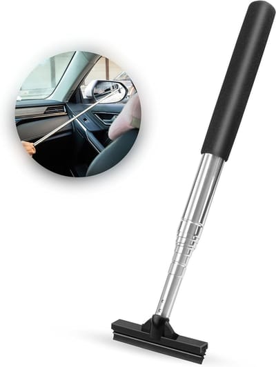 Auto Ruitreiniger – Ruitenwisserschoonmaker – 76 cm Telescopische Steel – met Rubberen Wisserpunt en Spons