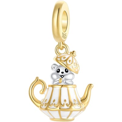 Koper Metaal Gouden Hamster Theepot Hanger Kralen Component Bedel Kralen Componenten Sieraden Compatibel Met Authentiek Origineel Armband Hoge Kwaliteit beige
