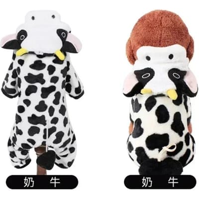 Huisdier Hondenkleding Koe Vorm Warme Fleece Jumpsuits voor Kleine Middelgrote Honden Puppy Hoodies Chihuahua Yorkshire Kostuum Jassen XS