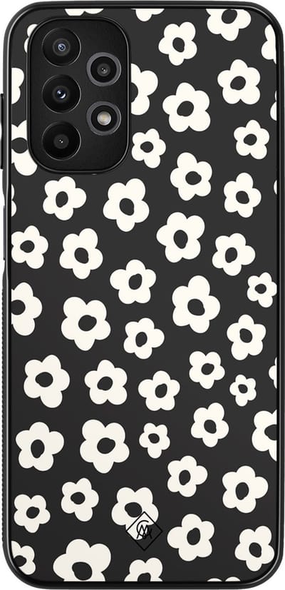 Casimoda® hoesje - Geschikt voor Samsung Galaxy A13 4G - Retro Bloempjes - Zwart TPU Backcover - Geen opdruk - Zwart