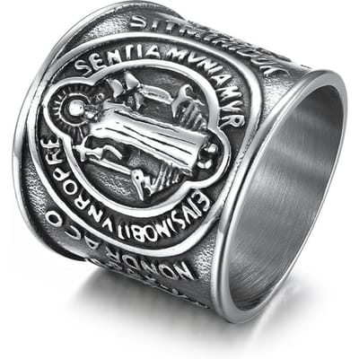 Exorcist Heilige Merk Roestvrij Staal Ring Ring Krachtige Exorcist Trekkende Vinger 8# gray