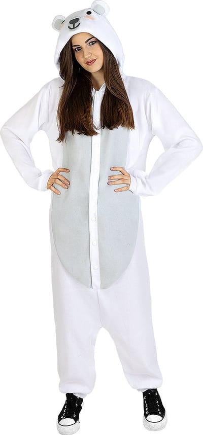 FUNIDELIA Ijsbeer Onesie - Ijsbeer Kostuum voor Volwassenen - Maat: S-M