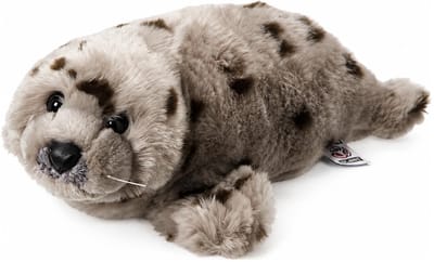 Nature Planet pluche knuffel zeehond - grijs met stippen - 40 cm - groot formaat
