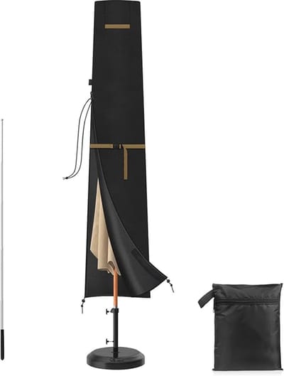 Famanu - Terrasparapluhoezen, tuinparasolhoezen waterdicht met ritssluiting en uitschuifbare stang, zwaar belastbare Oxford-stof outdoor parasolhoes voor tuinparasol van Ø 2 tot 3 m, 200 x 30 / 40 cm